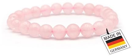 Handgefertigtes Rosenquarz-Armband, echtes Edelstein-Schmuckstück aus Deutschland, für Harmonie und Liebe