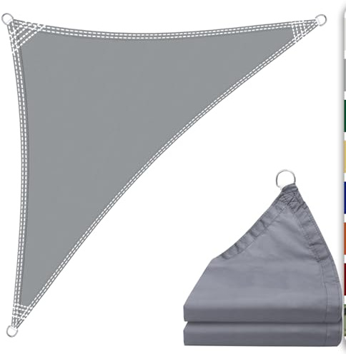 Voile d'ombrage Triangle Imperméable Protection UV 2m x 4m x 4.4m Bâche dombrages avec Cordes de Fixation Protection Solaire pour Jardin Patio Terrasse Camping Extérieur Balcon. Gris