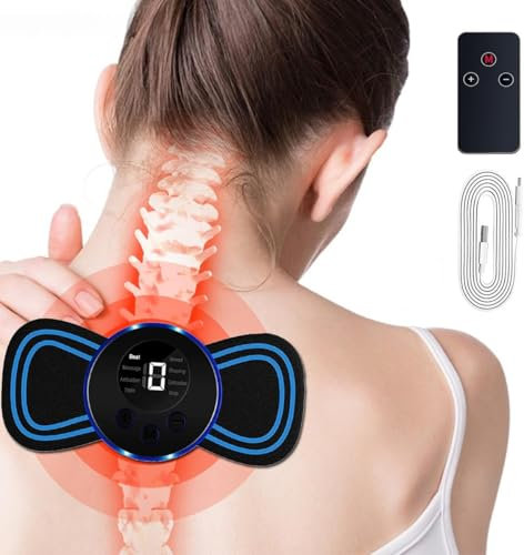 Mini Massaggiatore Cervicale, 8 Modalità e 19 Intensità Massaggiatore Elettrico per Collo con Display Digitale e Ttelecomando, per Alleviare i Dolori Muscolari del Corpo