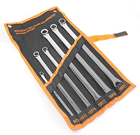 Llave Combinadas 6 PCS Extra Largo Anillo Doble Caja End Spanner Llave Llave Aviación Conjunto Fuerte Poder Menos Esfuerzo Métrico 8mm-21mm