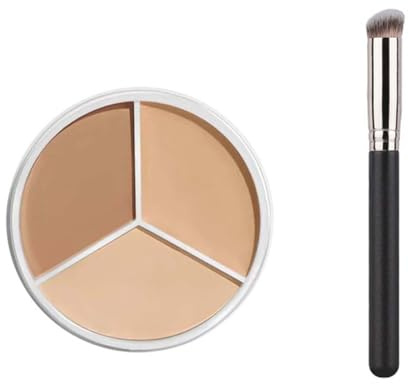 3 Colour Abdeckstift,Full Cover Concealer Palette,3 in 1 Concealer Creme,Haut-Concealer,Wasserdicht Langanhaltend Camouflage Cream für Augenringe,mit Concealer Pinsel,Highlight Contours