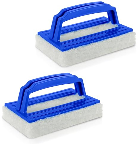 Pool Schwamm Bürsten, 2 Stück Poolreinigung Handschrubber, Kunststoff Schwimmbad Bürste, Schwamm Algenbürste, Pool Reinigungsbürste mit Griff, zum Reinigen von Schmutz und Moos