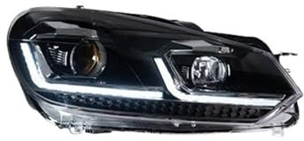 OZCCH Automodell-Scheinwerfer, kompatibel mit VW Golf 6, Scheinwerfer 2009–2012, DRL-Signallampe, Hid-Bi-Xenon-Upgrade, 7,5-Design, Autozubehör(Red LED,LHD)