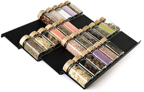 VINATO Organizzatore da Cassetto per Spezie 8 Pezzi, Portaspezie da Cassetto, Divisori per Cassetti Cucina, Organizer Cassetti Salvaspazio, Nero