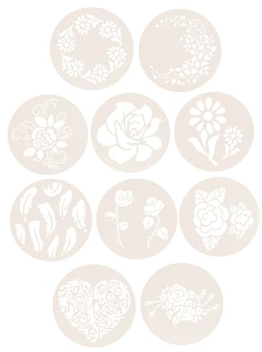 DIYEAH 10 Stück Teiliges Tortenschablonen Blumenmuster Kreative Backvorlagen aus Weißem Vielseitig für Kuchen Kaffee Brot und DIY dekoration für Backen und Basteln mit Kindern