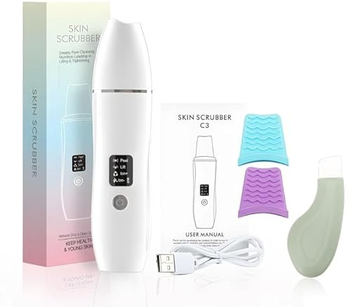 hommova 4 Pcs Pore Remover Set, Ultrasonic 4 Modes USB Rechargeable Facial Scrubber with Scraper for Skin Blackhead Deep Cleanning