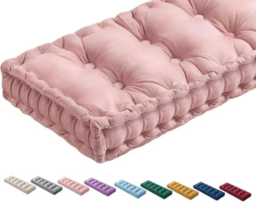 Générique 10 Cm D'épaisseur Coussin De Banc Intérieur 120 150 90 80 100x40 cm 1 2 3 4 Places Coussin De Siège De Fenêtre en Velours Coussin D'assise pour Banc Coussin De Sol,Rose,60x60x10cm