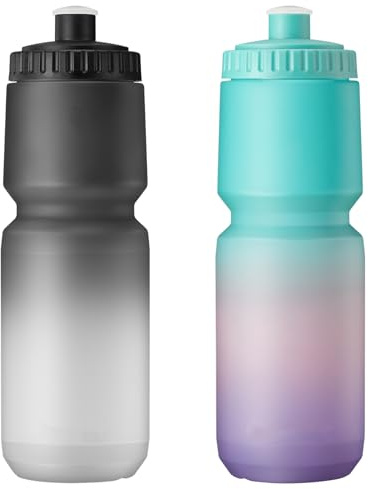 ETDW 32 oz Trinkflasche fahrrad, 2 Stück 1000 ml Fahrradflasche, Füllstandsanzeige, BPA-frei, auspressbare Sportflasche, auslaufsicher, für Mountainbike, Fitnessstudio, Laufen, Camping