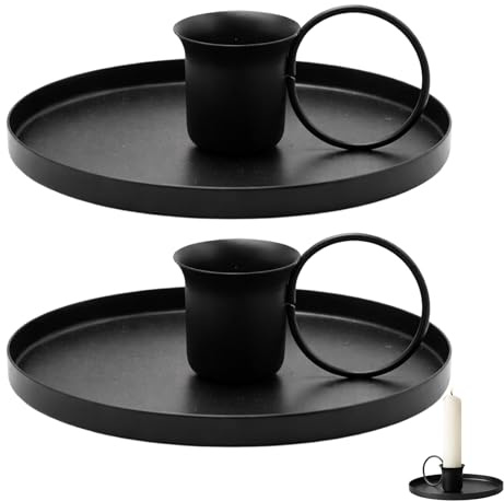 argtnayk 2 Piezas portavelas de Hierro Negro, Porta Velas Minimalista nórdico, candelabros para Velas Resistente Decorativo para Mesa Comedor Boda Fiesta hogar