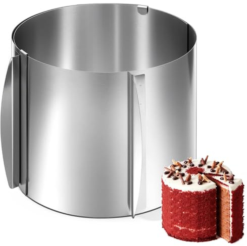 Adjustable Cake Ring 16-30cm, Cake Form, Stainless Steel Cake Ring High 15cm,Cooking Pastry Mould,Round Cake Molds for Baking Cooking Crumpets Eggs Pastry Desserts