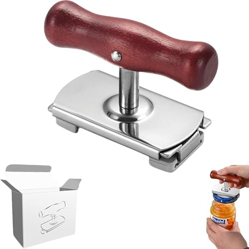 Gxdamxz Abrelatas para Personas Mayores de Acero Inoxidable con Mango de Madera, Abrelatas Manual para Manos Débiles & Artritis