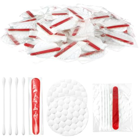 100pcs Kit de coiffeuse en vrac Coiffeuse d'hôtel emballée individuellement Kit coiffeuse jetable avec tampons en coton, cotons-tiges, lime à ongles pour hôtel
