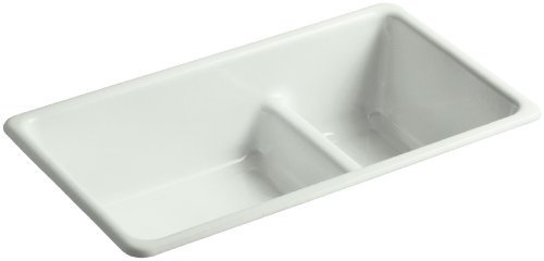 KOHLER K-6625-FF Iron/Tones Smart Divide Self-Rimming or Undercounter Kitchen Sink, Sea Salt