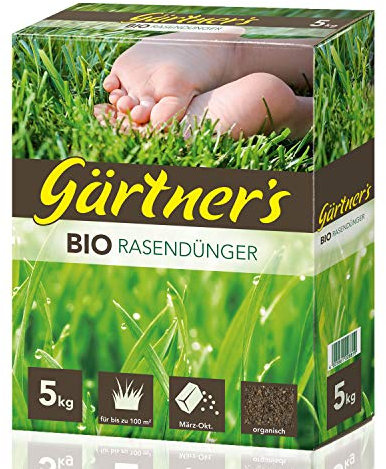 Gärtner’s Bio Rasendünger 5 kg I Rasen düngen im Frühjahr & Herbst I NPK Dünger 7+3+1 I Organischer Dünger für Rasensaat bis 100 m² I Gartendünger für satten Rasen