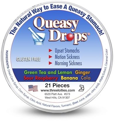 Three Lollies SF24262 Queasy Drop for Nausea Relief, Assorted, 21 Count