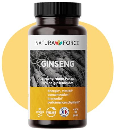Ginseng Rouge Bio de Corée en Gélules Végétales - Naturel & Titré à 15% de Ginsénosides - Aide à Réduire la Fatigue - Tonus & Concentration - Analysé et Conditionné en France - 90 Gélules Végétales