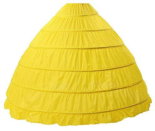 BEAUTELICATE Sottogonna Petticoat Donna Gonna Lunga 6 Cerchio Crinolina Rockabilly Vintage Sottoveste per Vestito Abito da Sposa Anni 50, Giallo