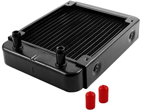 sourcing map 18 Pipe Aluminum Heat Exchanger Radiator Computer Water Cooling Radiator for CPU PC Water Cool System Black 120mm