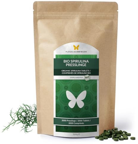 500g BIO Spirulina Presslinge, 2000 Tabletten 'a 250mg, 100% natürlich, nach EU-ÖKO-Standard kultiviert und hergestellt, Rohkostqualität, ohne Zusätze (500g)