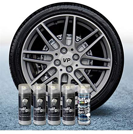 FULL DIP Pack Llantas Vinilo LIQUIDO 4 Sprays Aluminio Metalizado Brillo