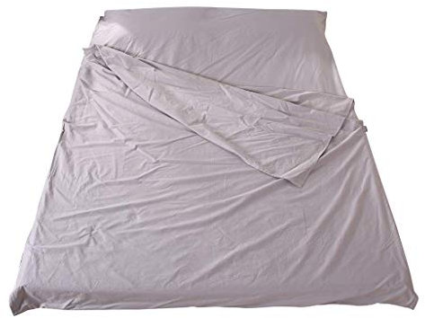 Tubayia 2 Personen Hüttenschlafsack Sommerschlafsack Schlafsack für Camping, Reisen, Wandern (Grau,180 x 210 cm)
