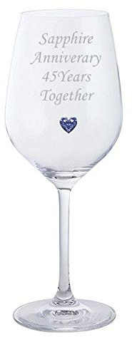 Chichi Gifts 2 - Copas de Vino de Cristal con corazón Azul (45 años)