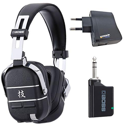 BOSS Waza-Air drahtlos Gitarren-Kopfhörersystem + keepdrum USB-Netzteil