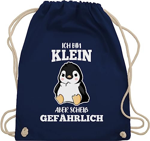 Shirtracer Turnbeutel Rucksack - Sprüche Statement mit Spruch - Ich bin klein aber scheiß gefährlich Pinguin weiß - Unisize - Navy Blau - beutel+rucksack+mit+sprüchen sprueche tiere beutel sprüchen