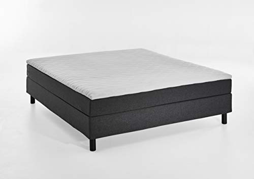 Atlantic Home Collection Happy Boxbett ohne Kopfteil, Bonellfederkern- Matratze, Härtegrad H2, Stoff, Anthrazit, 180/200 cm, Liegehöhe ca. 58 cm