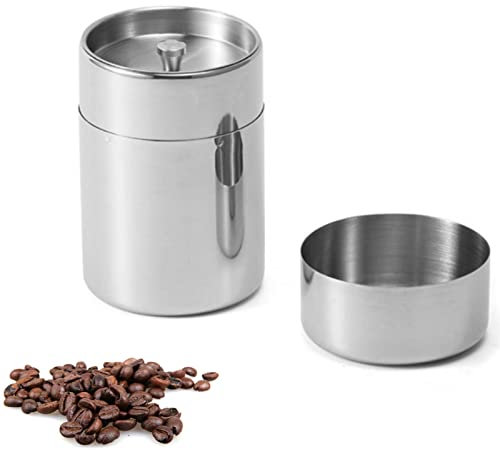 Boîte à café hermétique,Hermétique de Conservation,Boîte à Café Hermétique en acier Inoxydable,boite a cafe en grain,boite à thé vrac pot à café avec couvercle à double joint pour café, poudre,550ml