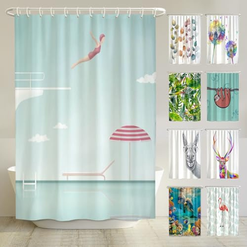 arteneur Anti-Schimmel Duschvorhang 180x200 cm Pool