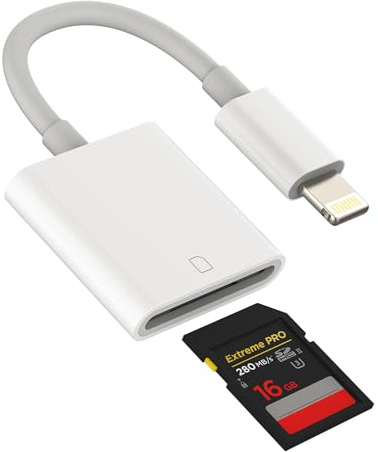 Adaptateur lecteur de carte SD pour iPhone - Connecteur Lightning pour appareil photo Apple certifié MFI 11 12 13 14 Pro Max X XS XR 8 7 6 Plus SE 2 iPad Air Mini 2018 2019 2020