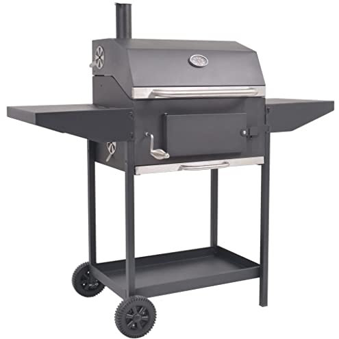Home Products-BBQ Holzkohle-Räucherofen mit Bodenablage, Schwarz