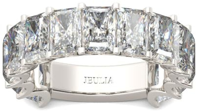Jeulia Sterling Silber Ring Band: Baguette Cut Zirkonia Verlobungsring mit Weiße Diamant Damen Stein Schmuck für Frauen