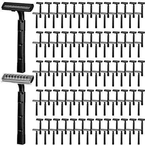 Jutom 200 Pcs Disposable Razors Bulk Twin Blade Shaving Razors with Safety Cap Stainless Steel Portable for Hotel Guest Supply for Shelter Charity Travel Emergency Hygiene Kits Men Women