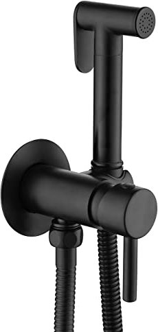 Wussh Concealed Muslim Round Hot and Cold Monobloc Bidet Shower Kit Set Brass Wall Mounted Matte Black