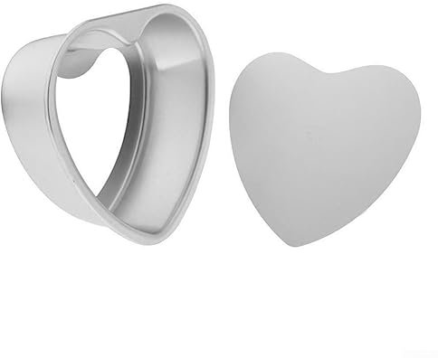 DAZZLEEX Torta a forma di cuore per stampo in lega di alluminio antiaderente a forma di cuore per stampi con fondo rimovibile per cottura fai da te 15,2 cm