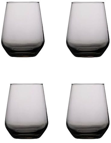 alpina Set med 4 vintage retro rökglas 450 ml, rökt glas
