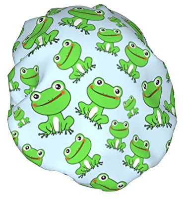 Duschhauben für Damen, Frosch, grün, wasserdicht, wiederverwendbar, PEVA-Futter, verstellbare doppelte Schutzschichten, elastische Haarkappe für Frauen und Mädchen