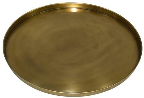 matches21 Edle Dekotablett für eine schöne Tischdeko auf dem Esstisch aus Metall - Rundes Deko Tablett 38 cm Durchmesser - Schöner Vintage Dekoteller in Kupfer als Tisch Deko
