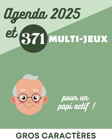 Agenda et multi-jeux pour seniors : sudoku, mots mêlés, labyrinthes et faits historiques de ces 70 dernières années en gros caractères pour papi