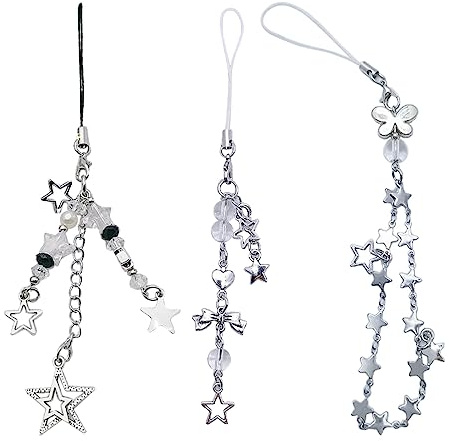 YANGLY Chaîne de téléphone Portable Lot de 3 Porte-clés étoiles Sweet Star Chaîne de téléphone Pendentif de téléphone Alliage Matériel Téléphone Bijoux Cadeau pour étudiants Femmes Filles