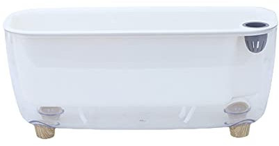 MOTUZP Paquete de 2 macetas rectangulares de autorriego, macetas transparentes en S para violeta africana, planta de araña oceánica, macetas de riego para orquídeas con cordón de algodón absorbente,