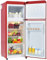 Merax Frigorifero retrò: combinazione frigo-congelatore a due porte con volume totale di 92 litri, ripiani in vetro, luce LED e consumo energetico di 181 kWh/anno rosso