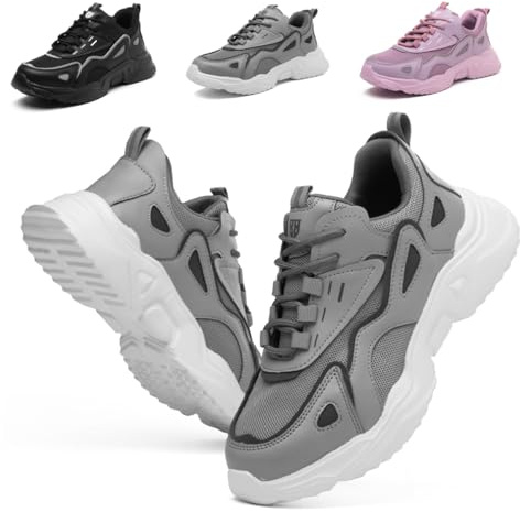Bawalon Sicherheitsschuhe Damen Leicht Arbeitsschuhe Atmungsaktiv Sportlich Stahlkappenschuhe rutschfest Schutzschuhe Sneaker Schwarz 39