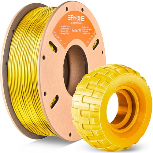 ERYONE TPU Filament 1.75mm, 3D Drucker Filament,Flexible TPU Filament, TPU 95A, Maßgenauigkeit +/- 0,03 mm, 0.5kg 1 Spule, Gelb