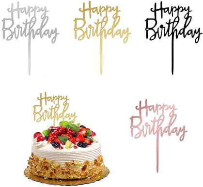 Happy Birthday Cake Topper,16 PCS Birthday Party Cake Decoration Multicolour Caketopper Sticks Decor Banner Sign Acrylic for Dessert and Party Pastries