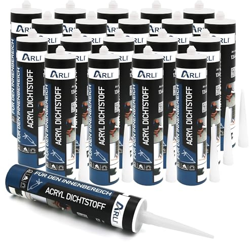 20x ARLI Acryl Maleracryl Dichtstoff 310ml weiß Universal Bauacryl Fugenmasse überstreichbar für Anschlussfugen Fugen Risse Fenster Türen Putz Beton Holz Wand Dichtmasse innen außen (20 Kartuschen)