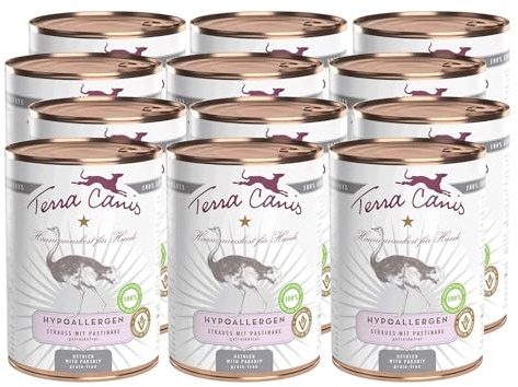 Terra Canis Autruche & panais - Nourriture Humide Hypoallergénique, 12x400g I Aliment pour Chien 1re qualité, 100% aux Standards de l’Alimentation Humaine I Pauvre en allergènes