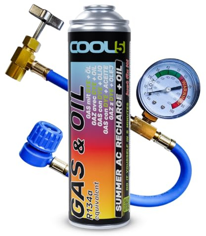 Cool5 , sustituto r134a, Sellador, refrigerante para Aire Acondicionado de automóviles, Equivalente a 760 g, 1 Lata, 2 en 1, 290g,